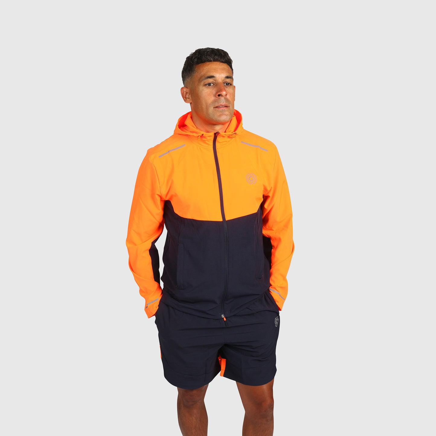 Tech Windbreaker- Orange & Navy