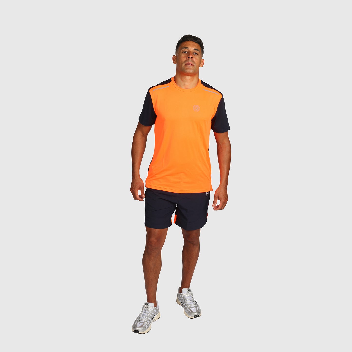 Tech T Shirt- Orange & Navy