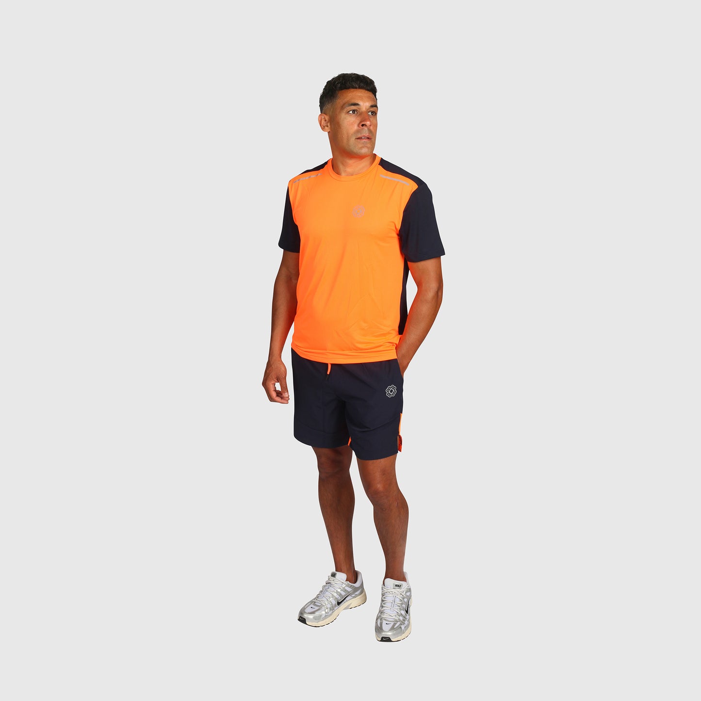 Tech T Shirt- Orange & Navy