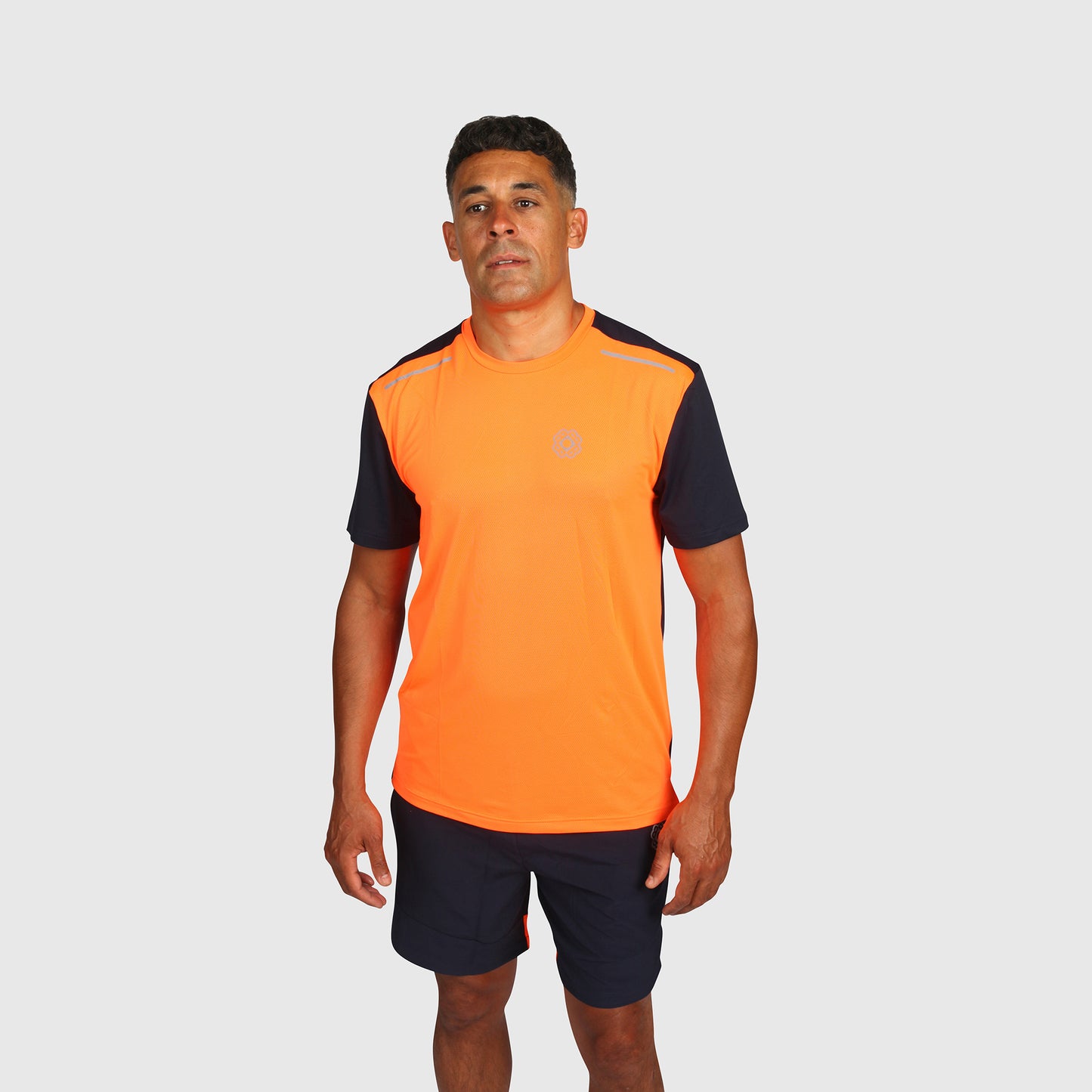 Tech T Shirt- Orange & Navy
