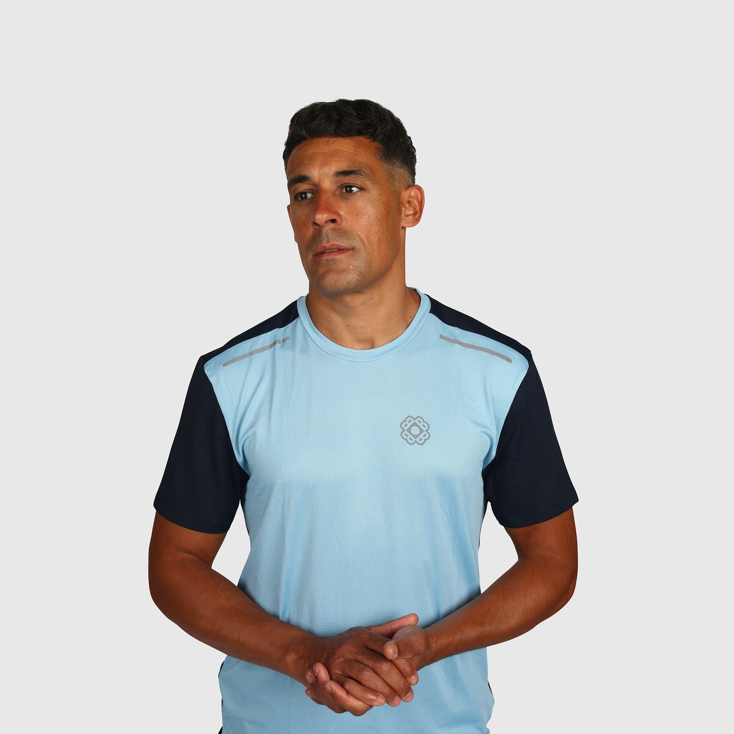 Tech T Shirt- Sky Blue & Navy