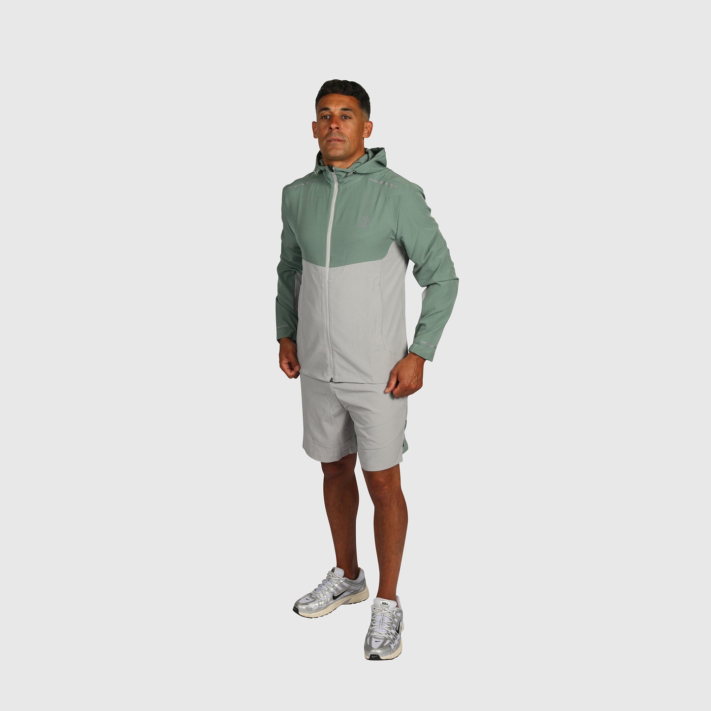 Tech Windbreaker- Grey & Teel