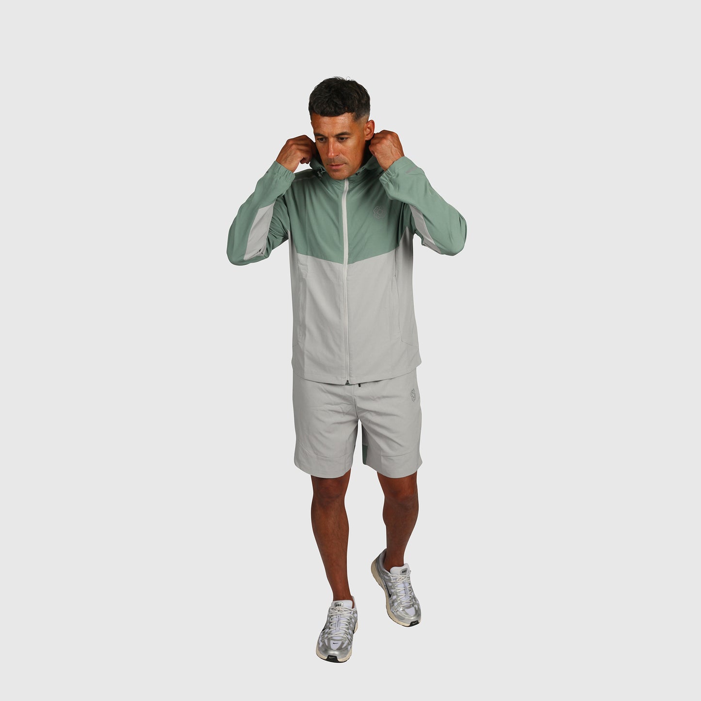 Tech Windbreaker- Grey & Teel