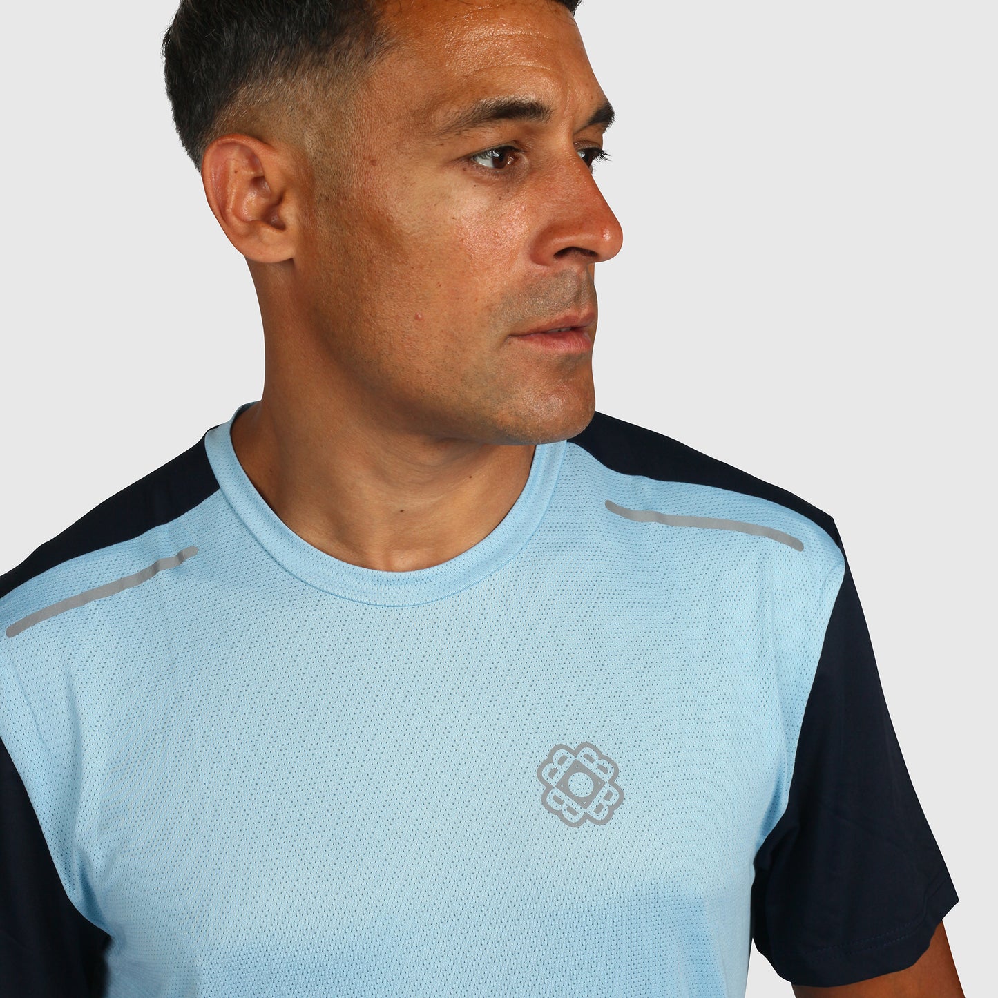 Tech T Shirt- Sky Blue & Navy