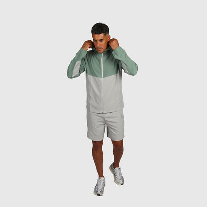 Tech Windbreaker- Grey & Teel